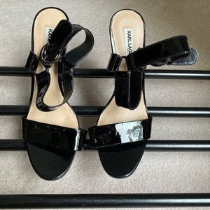KARL LAGERFELD Women CIEONE Platform Leather Sandals - NEW NWOB